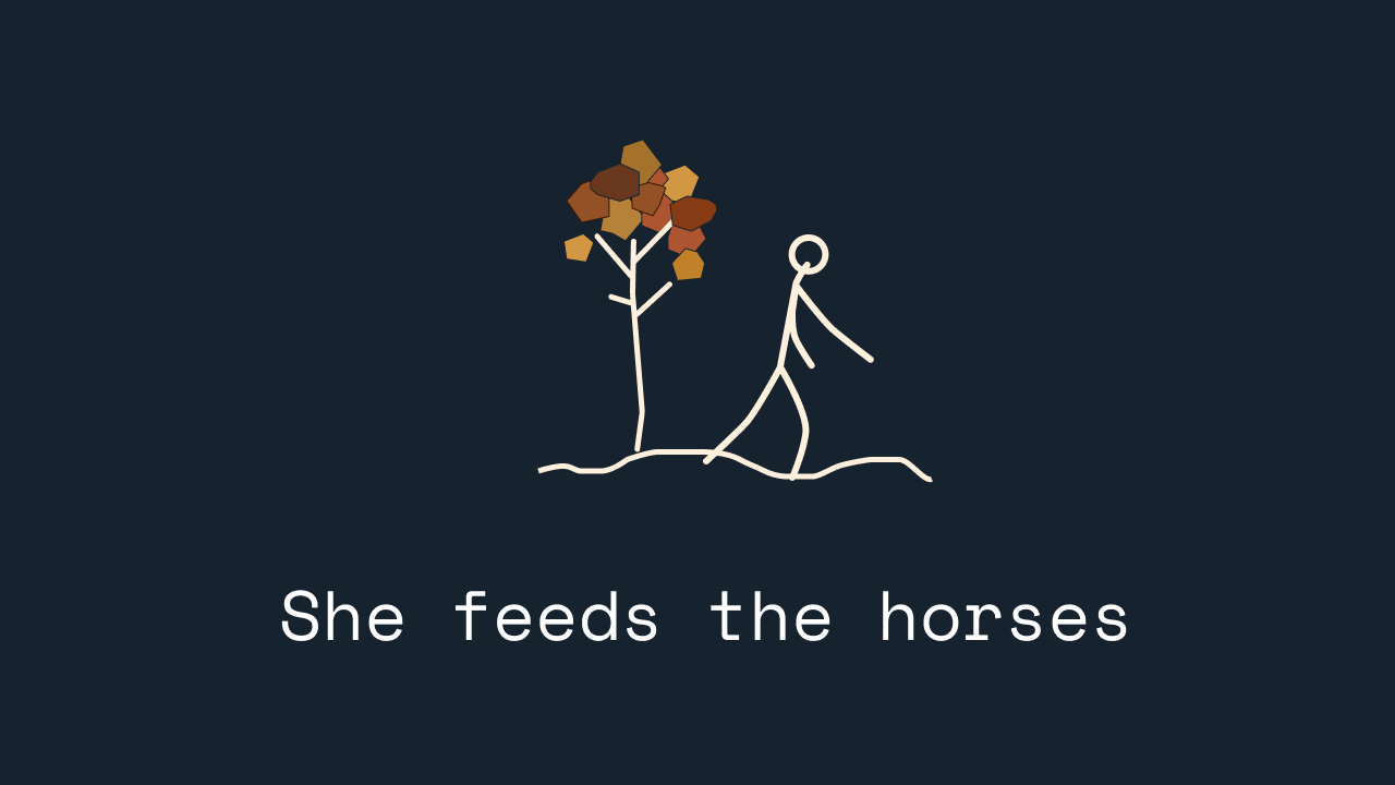 She Feeds the Horses — line-drawn animation